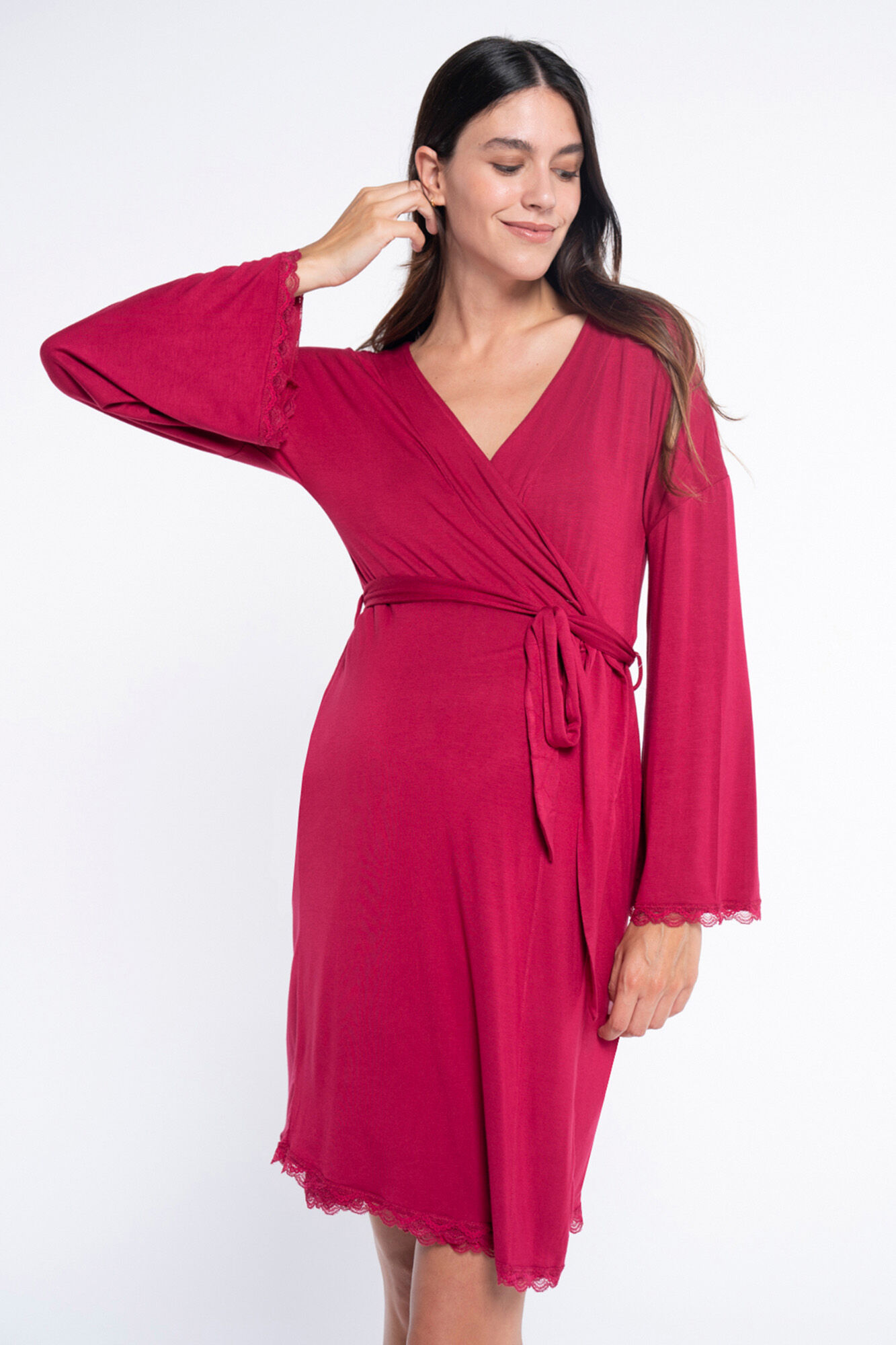 Ohma! Morgenmantel mit Spitze Umstandsmode