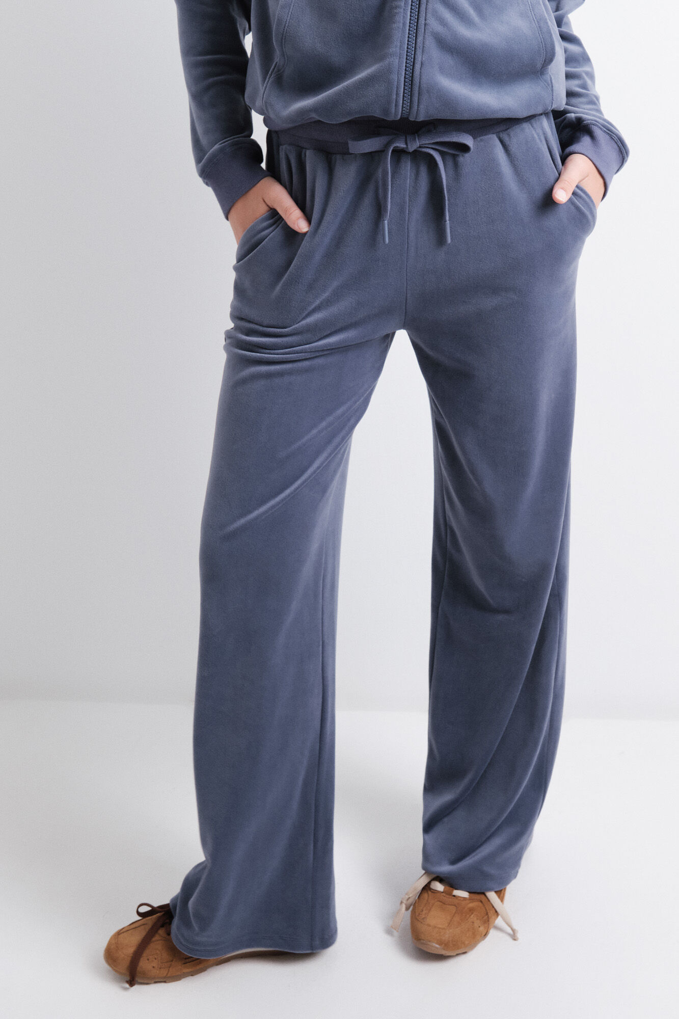 HI&BYE Soft blue velvet trouser 
