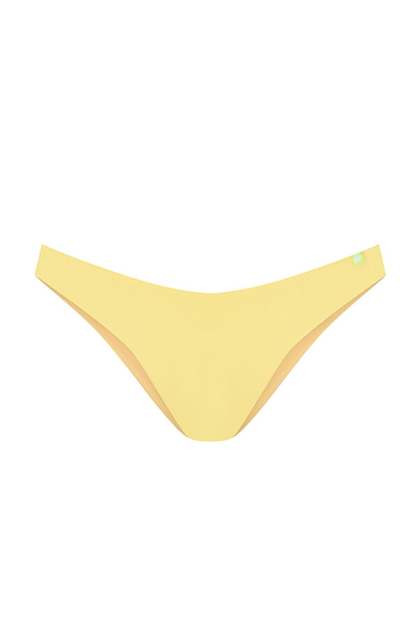 Womensecret Yellow ruched Brazilian bikini bottoms printed