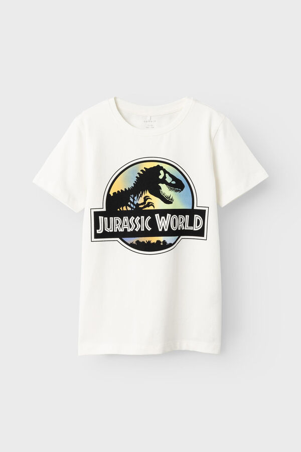 Womensecret T-shirt de menino de manga curta do JURASSIC PARK. branco