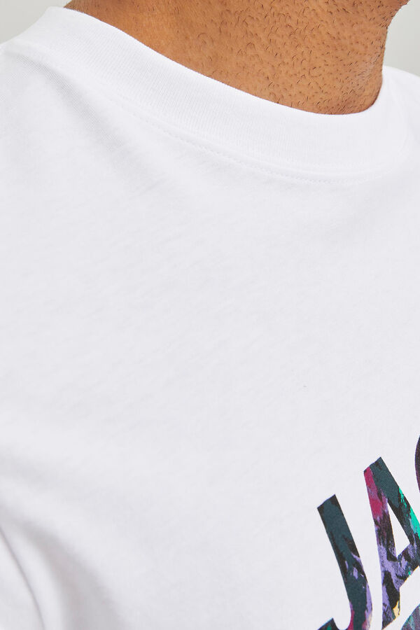 Jack & Jones Camiseta manga corta print logo algod&oacute;n org&aacute;nico  blanco