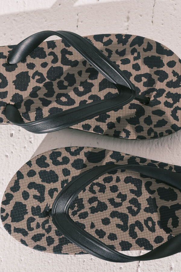 Women'secret Tongs larges imprim&eacute; animal blanc