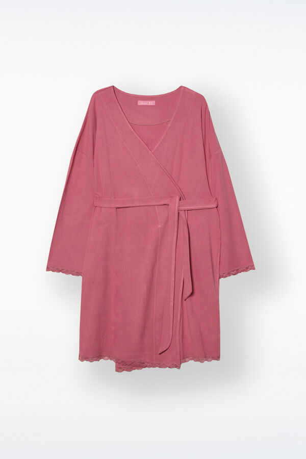 Ohma! Maternity robe with lace details pink