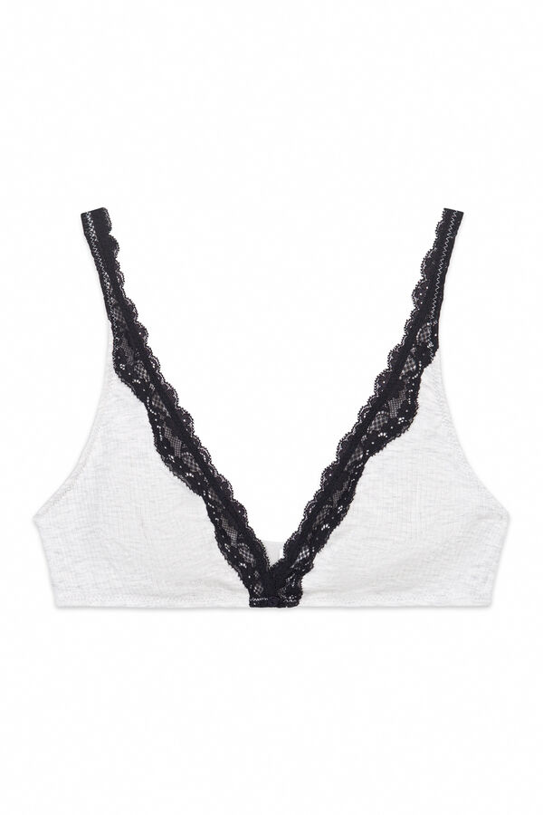 Women'secret Sivi pamučni halter grudnjak FANTASTIC Siva