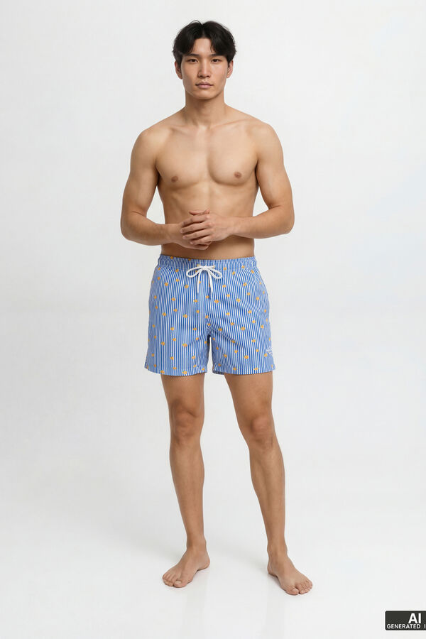 Jack & Jones Striped logo print swimwear blue