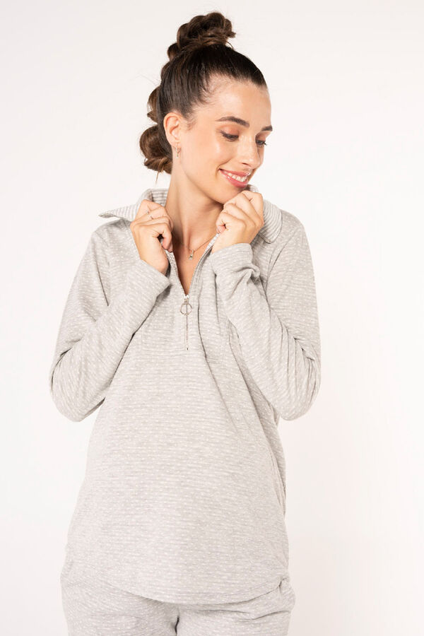 Womensecret Pack de sweatshirt + jogger às bolinhas e riscas pré-mamã cinzento