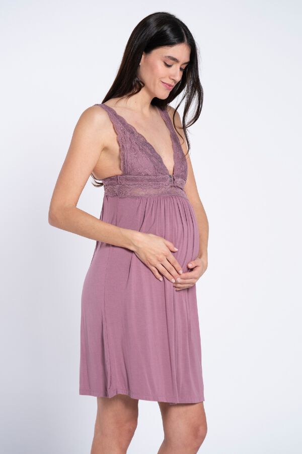 Ohma Camis&oacute;n lencero con encaje&nbsp;premam&aacute; morado/lila