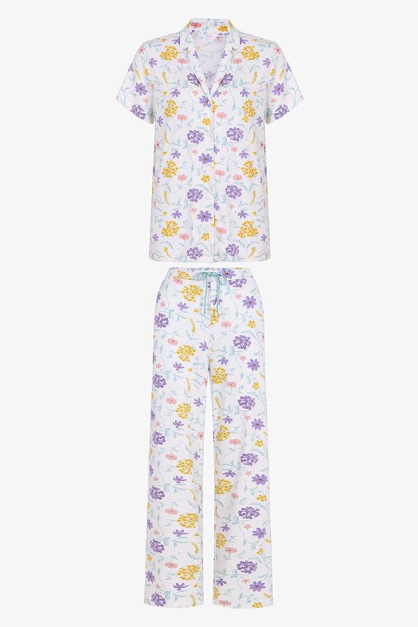 Penti Conjunto pijama camisero largo flores marfil