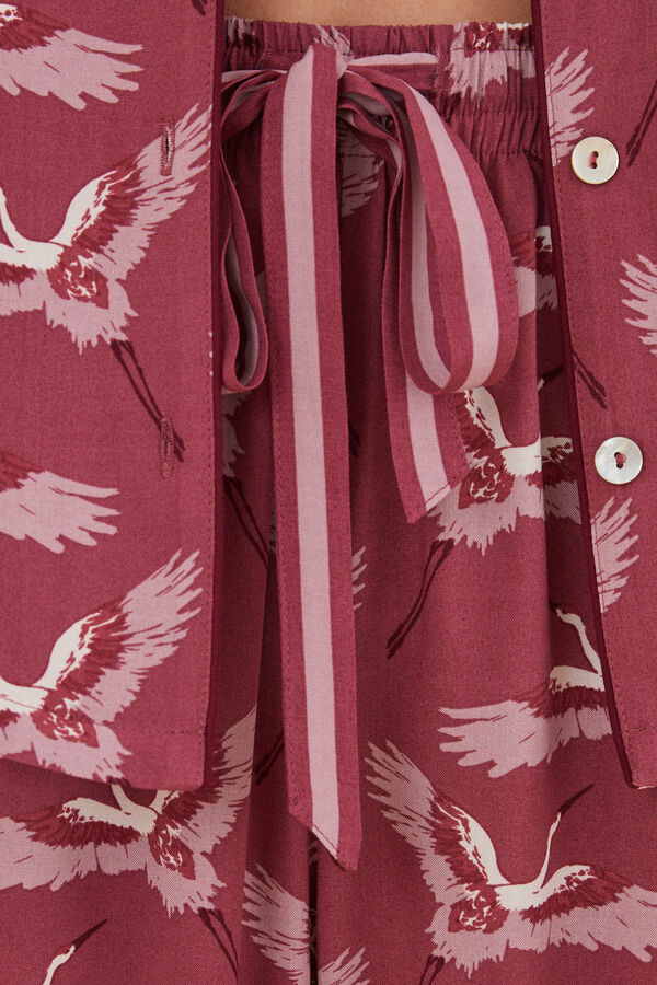 Womensecret Pidžama na kopčanje s printom čaplji Moniquilla Ružičasta