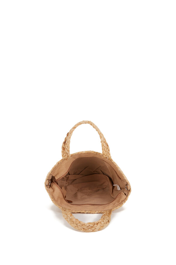 Womensecret Small raffia basket bag with yellow print Žuta
