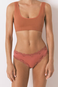 Women'secret Cueca brasileira de microfibra rosa brilhante