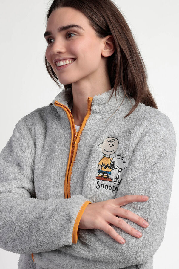 Admas Bata corta borrego Snoopy&Friends para mujer gris
