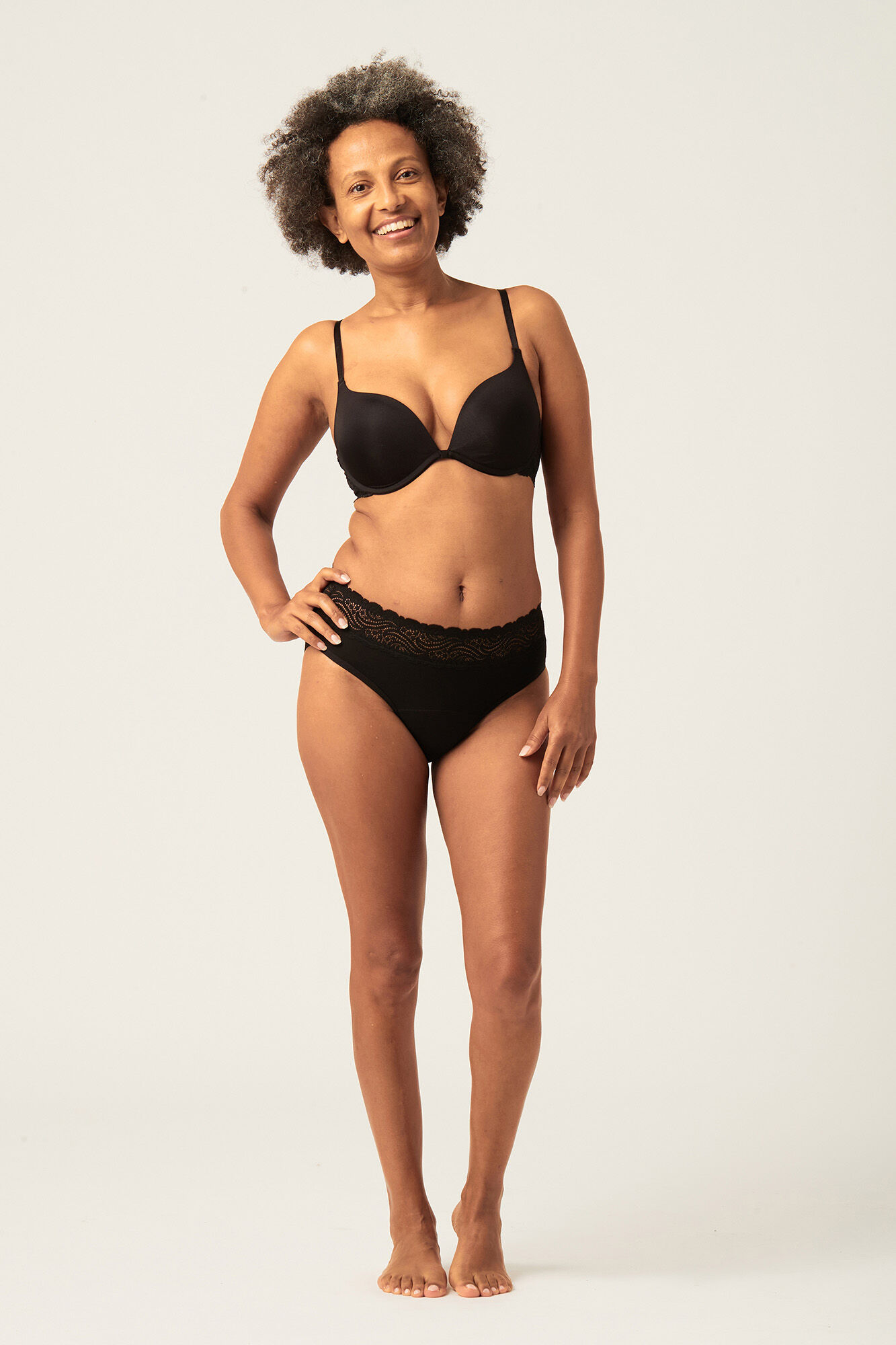 Modibodi Black bamboo high-waisted lace moderate-heavy absorbency period panty