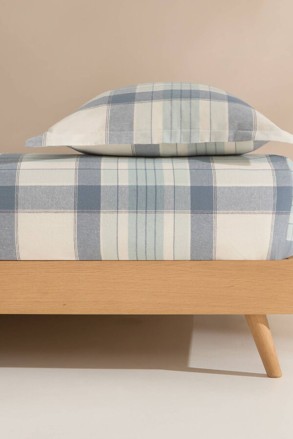 Textura Len&ccedil;ol de baixo flanela algod&atilde;o quadrados. Cama 180-200 cm. bege