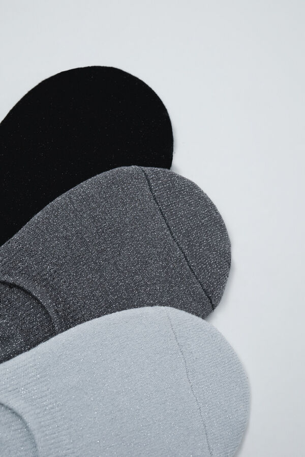 Women'secret Grey logo 3-pack no-show socks grey