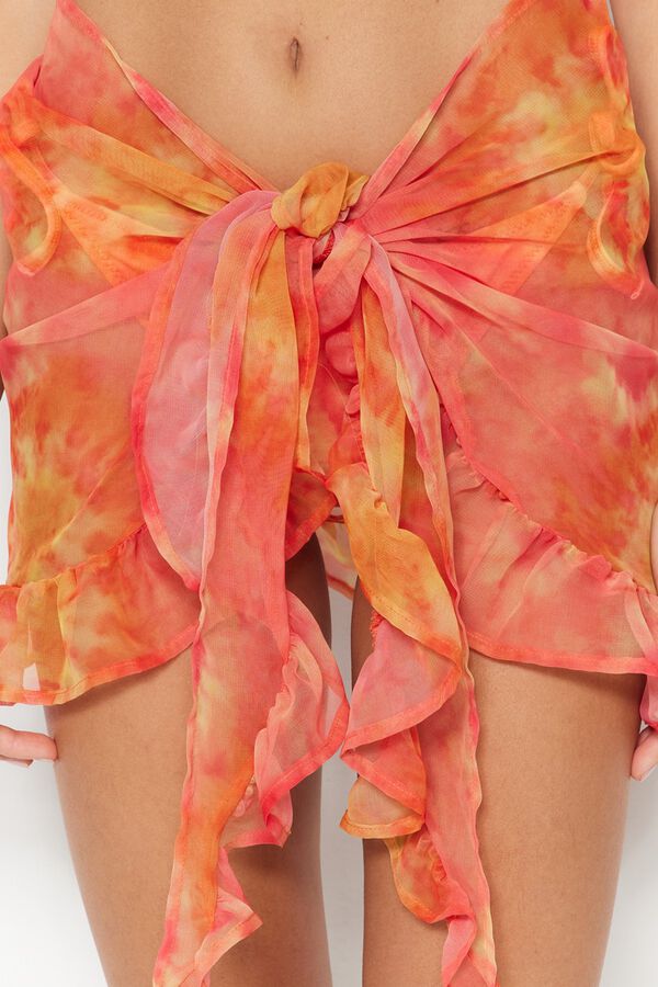 Trendyol Pareo tie-dye volantes naranja