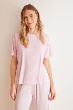 Womensecret Pink striped Ecovero™ capri pyjamas pink