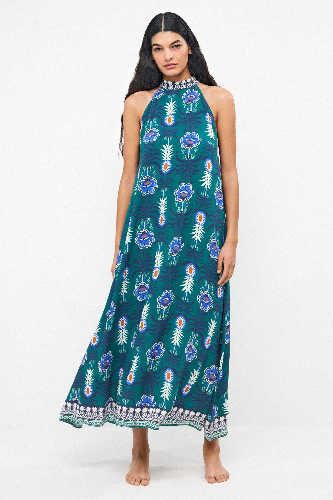 Gisela Bedrucktes Neckholder-Kleid mit Ananas-Print