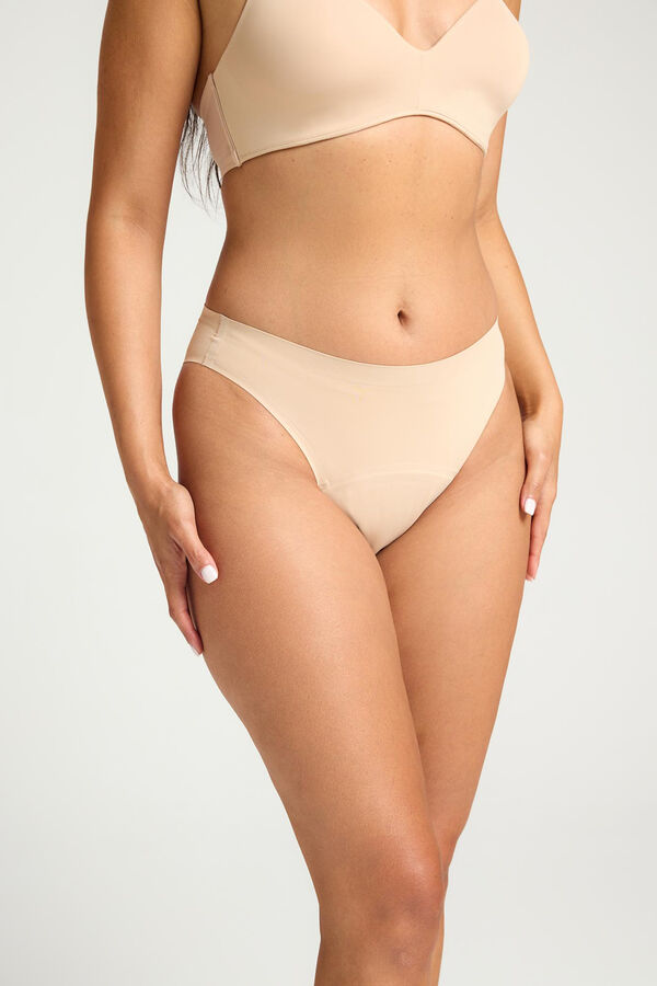 Modibodi Braga Brasile&ntilde;a Menstrual Seamless Flujo Abundante Cashew beige