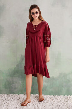 Womensecret 100% organic cotton midi tunic dress burgundy