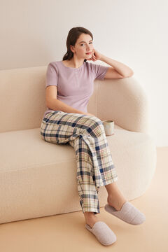 Womensecret Camiseta panadera manga corta morada 100% algodón morado/lila