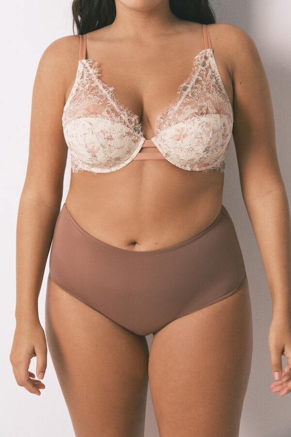 Women'secret Classic brown microfibre high briefs nude