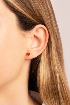 Womensecret Red enamel heart gold-plated silver single earring printed