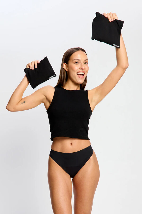 Modibodi Bolsa impermeable reutilizable algod&oacute;n org&aacute;nico negro