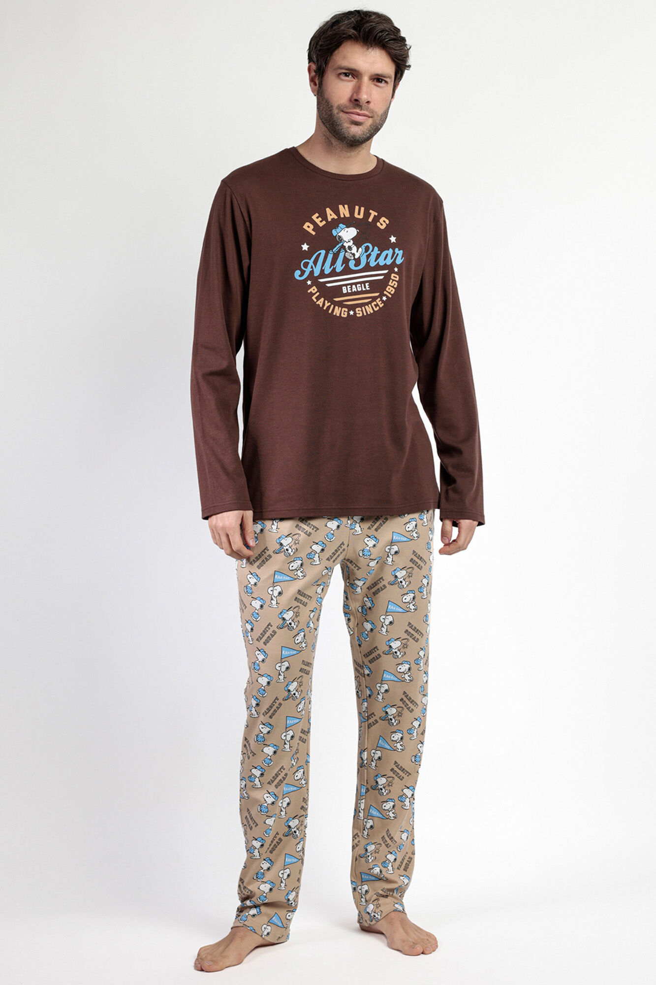 Admas Pijama largo Snoopy 100% algod&oacute;n para hombre