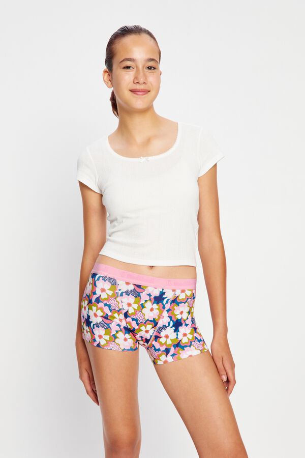 Modibodi Pink organic cotton super flow period panty printed