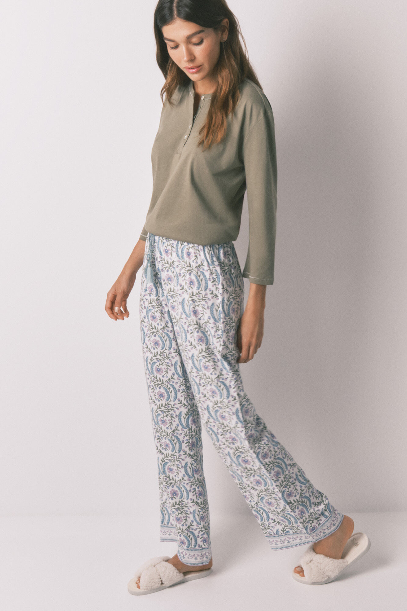 Women'secret Pantal&oacute;n largo viscosa print flores