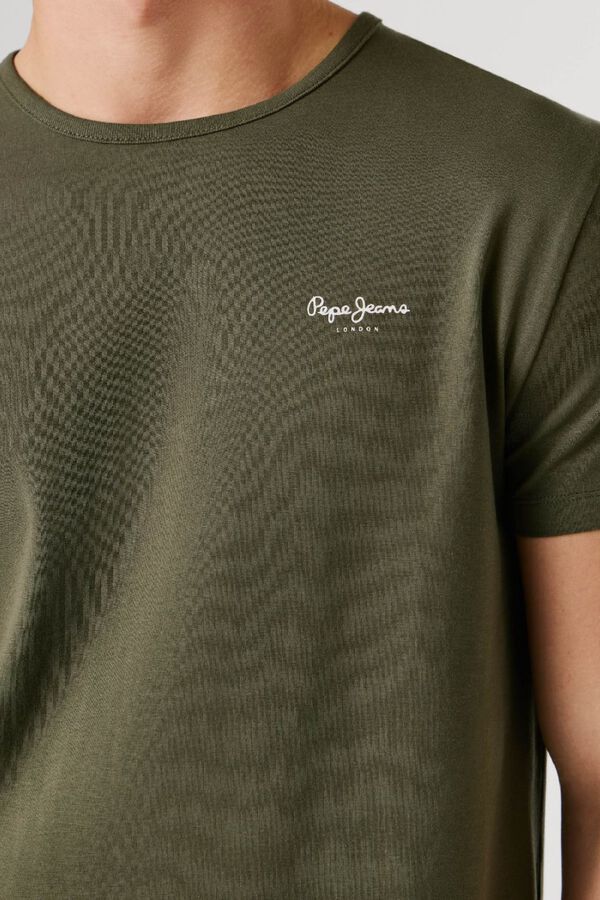 Pepe Jeans Camiseta b&aacute;sica manga corta logo kaki