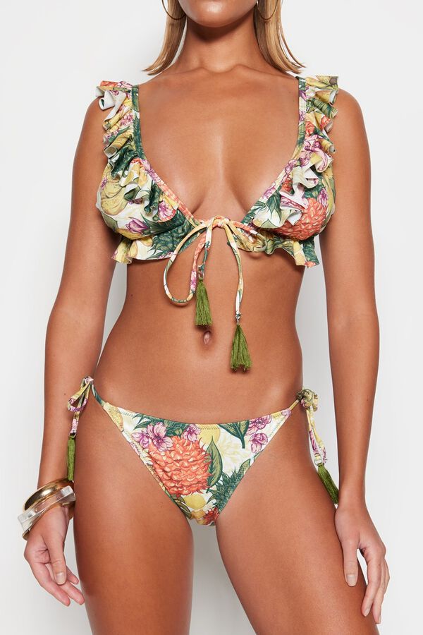 Trendyol Ruffled design straight bikini printed