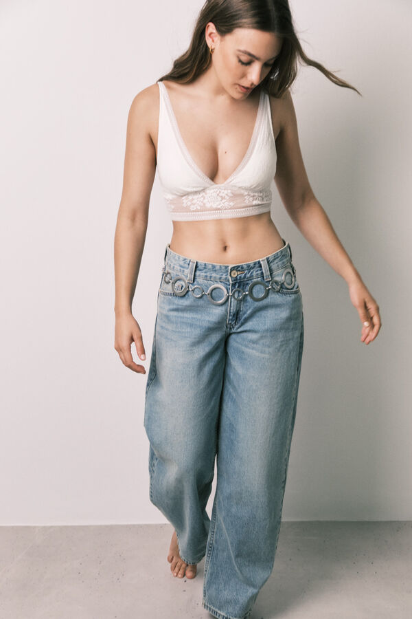 Women'secret Beli čipkasti bralette grudnjak sa halter izrezom Bež