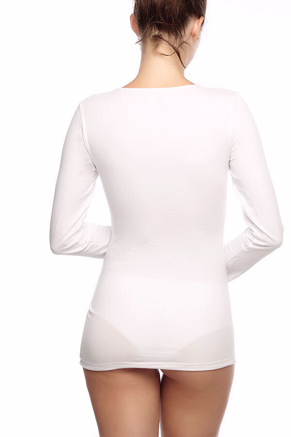 Womensecret Camiseta termal de mujer cuello redondo manga larga blanco