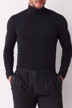 Womensecret T-shirt térmica de homem de gola alta e manga comprida preto