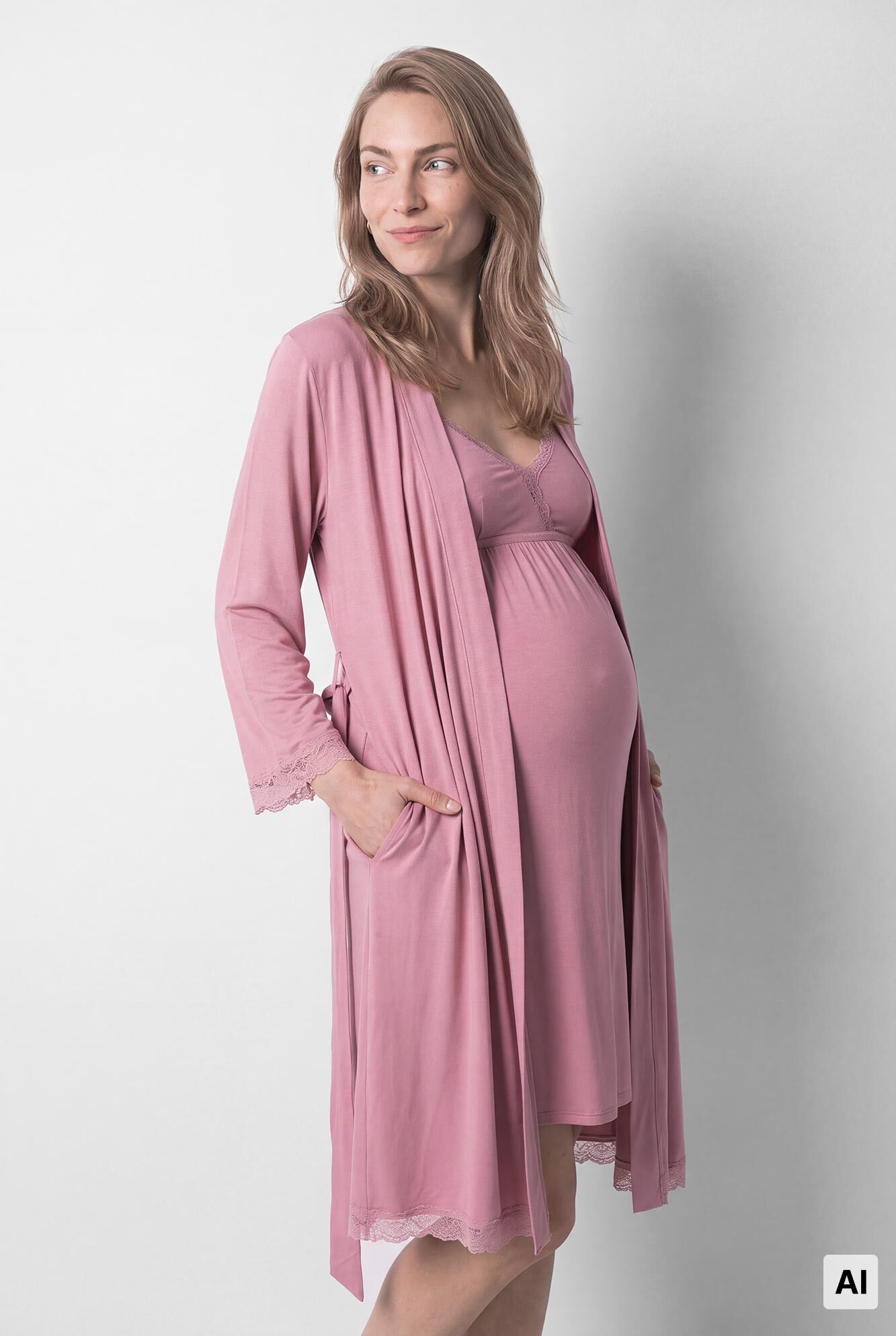 Women'secret Pink midi robe with belt