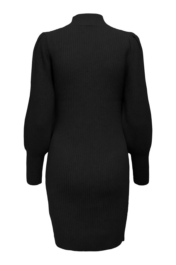 Only Maternity High neck jersey-knit maternity dress with puffed sleeves Crna