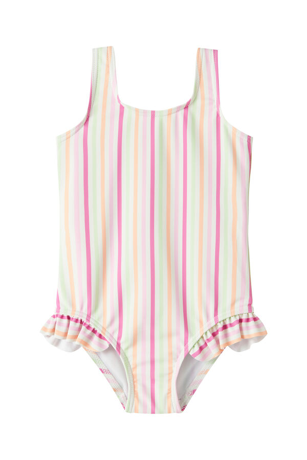 Name it Striped ruffle girl's swimwear pink