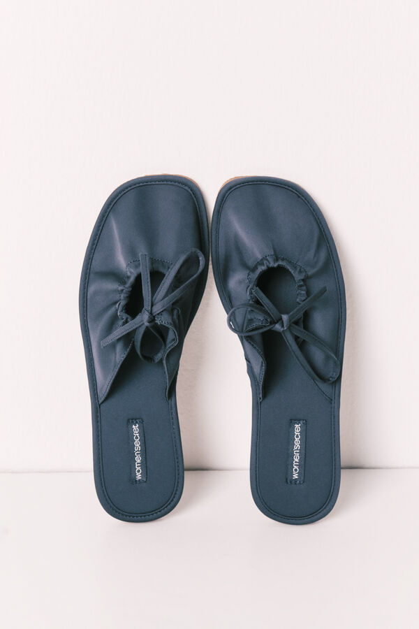 Women'secret Zapatillas casa sat&eacute;n azul verde
