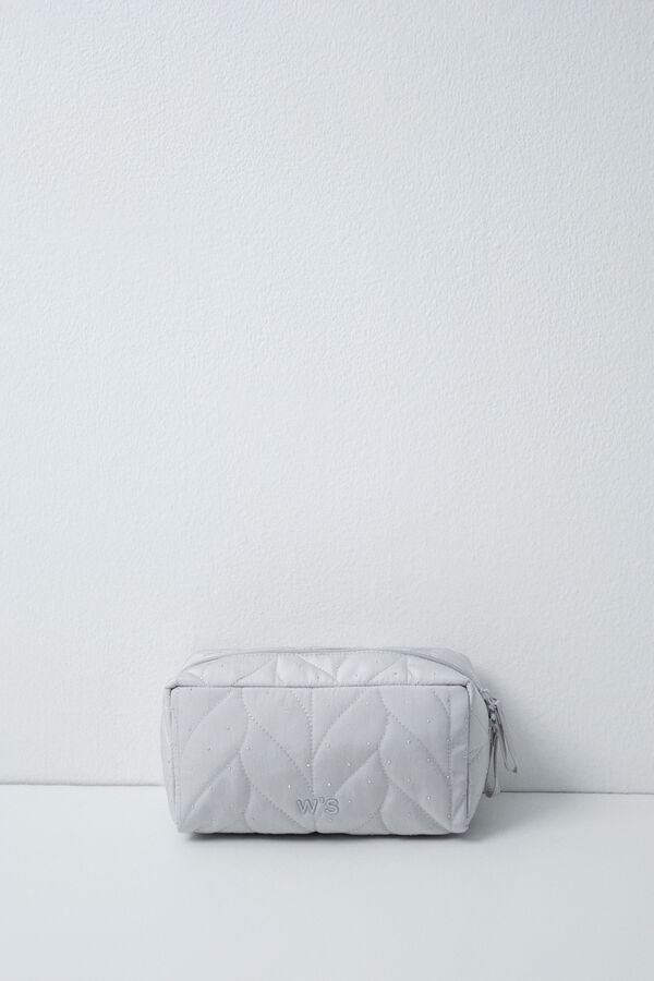 Women'secret Trousse de toilette portefeuille matelass&eacute;e grise gris