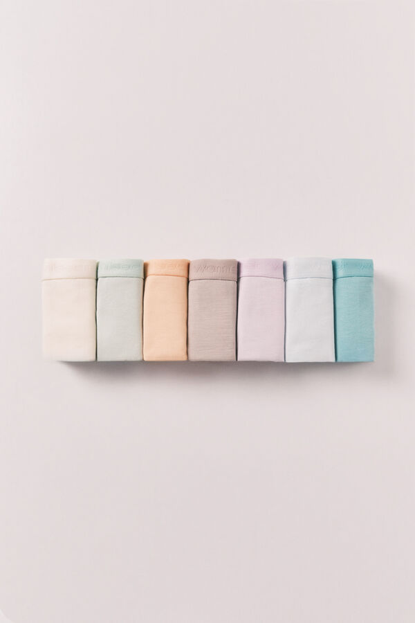 Women'secret Plain cotton 7-pack wide panties with logo white