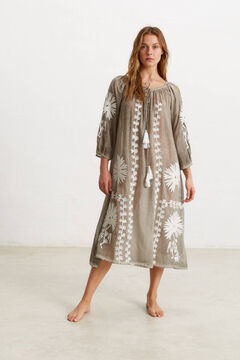 Womensecret Embroidered cotton tunic gris