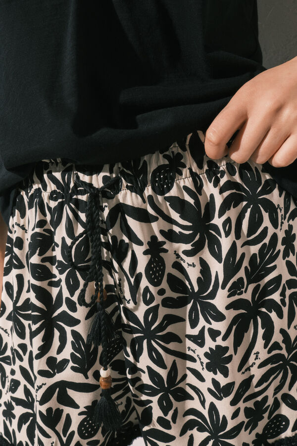 Women'secret Black print short trousers black