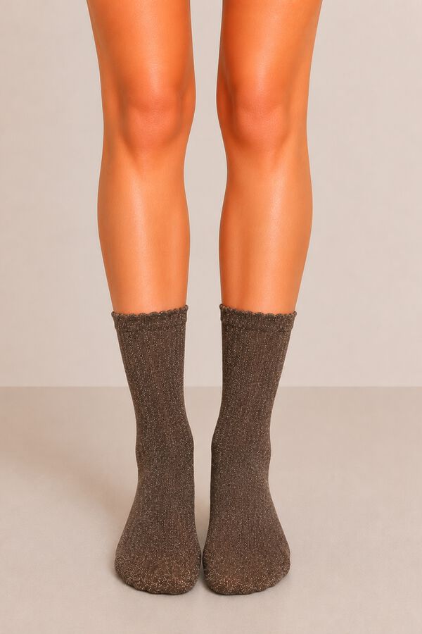 Pieces Plain lurex socks gris