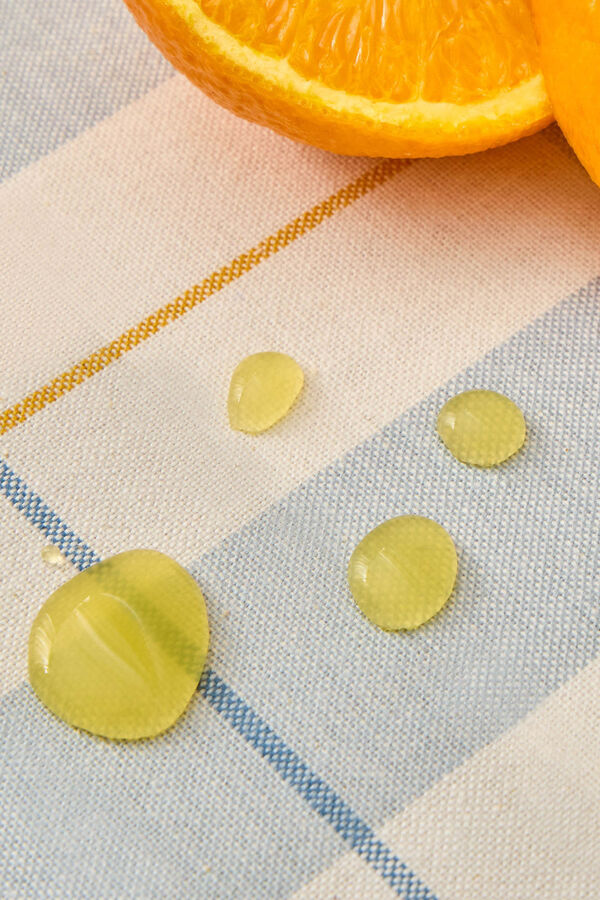 Textura Mantel antimanchas algod&oacute;n cuadros azul