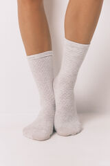 Women'secret Long light grey lurex socks grey