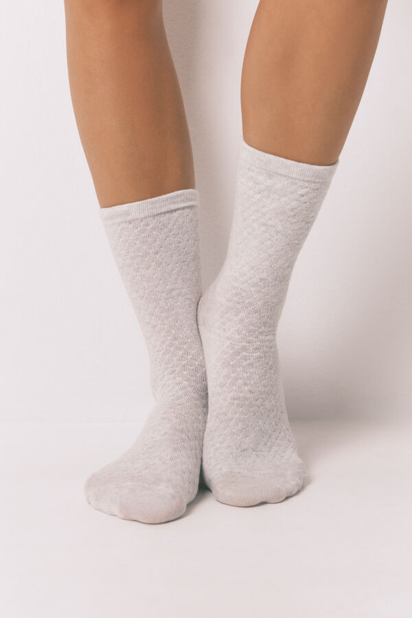 Women'secret Long light grey lurex socks grey