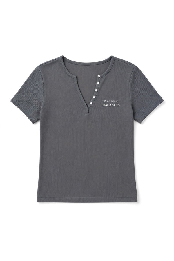 Women'secret Grey cotton short sleeve T-shirt grey