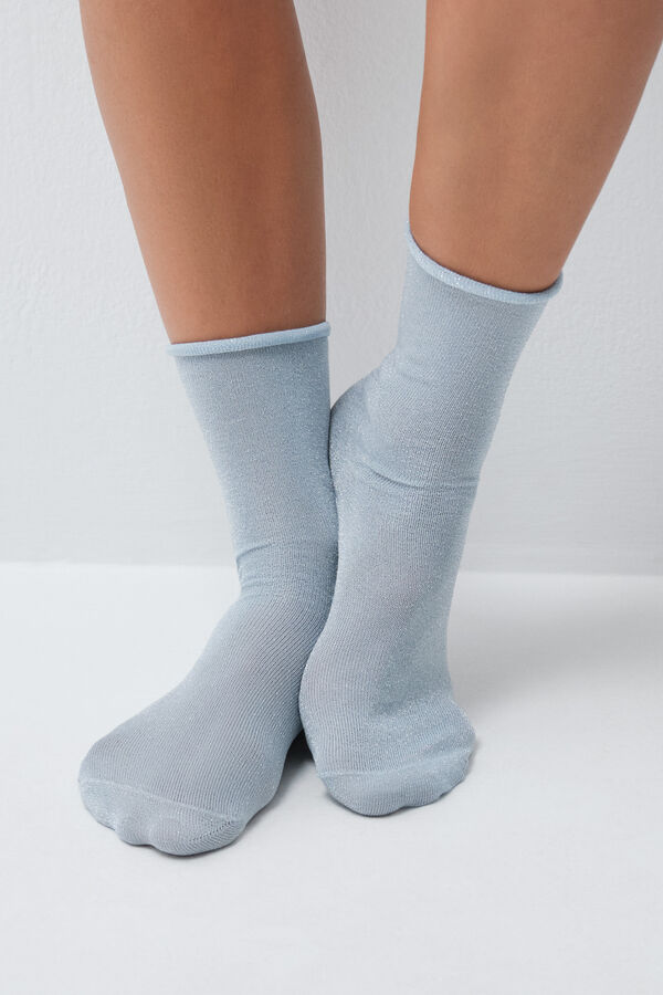 Women'secret Blue lurex 3-pack long socks blue